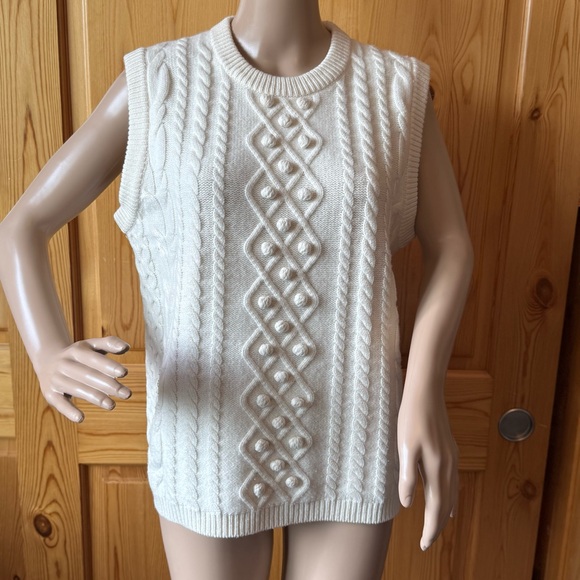 J. Crew Sweaters - Demylee x J.Crew Chunky Cable Knit Fisherman Sweater Wool Size M Womens Ivory